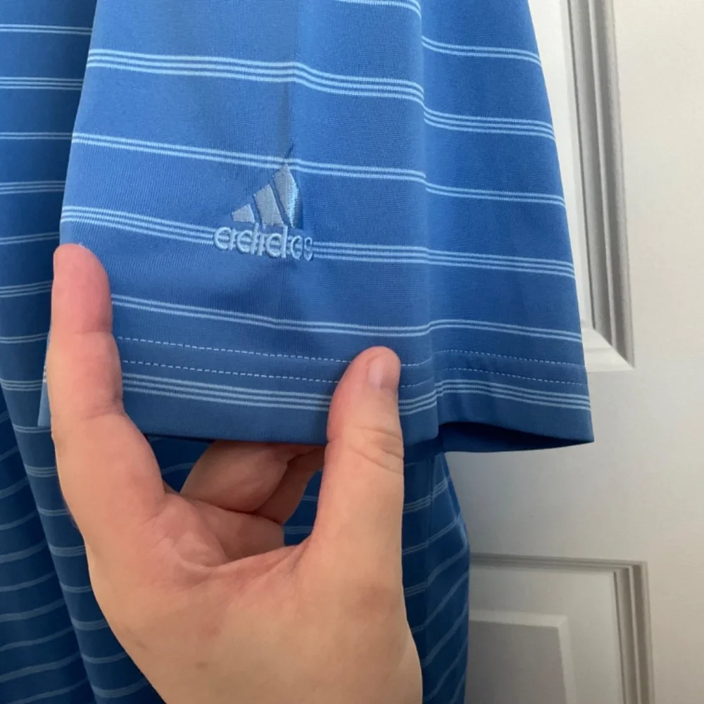 Men’s Adidas Golf Polo‎ - Blue and White Striped - Size XL